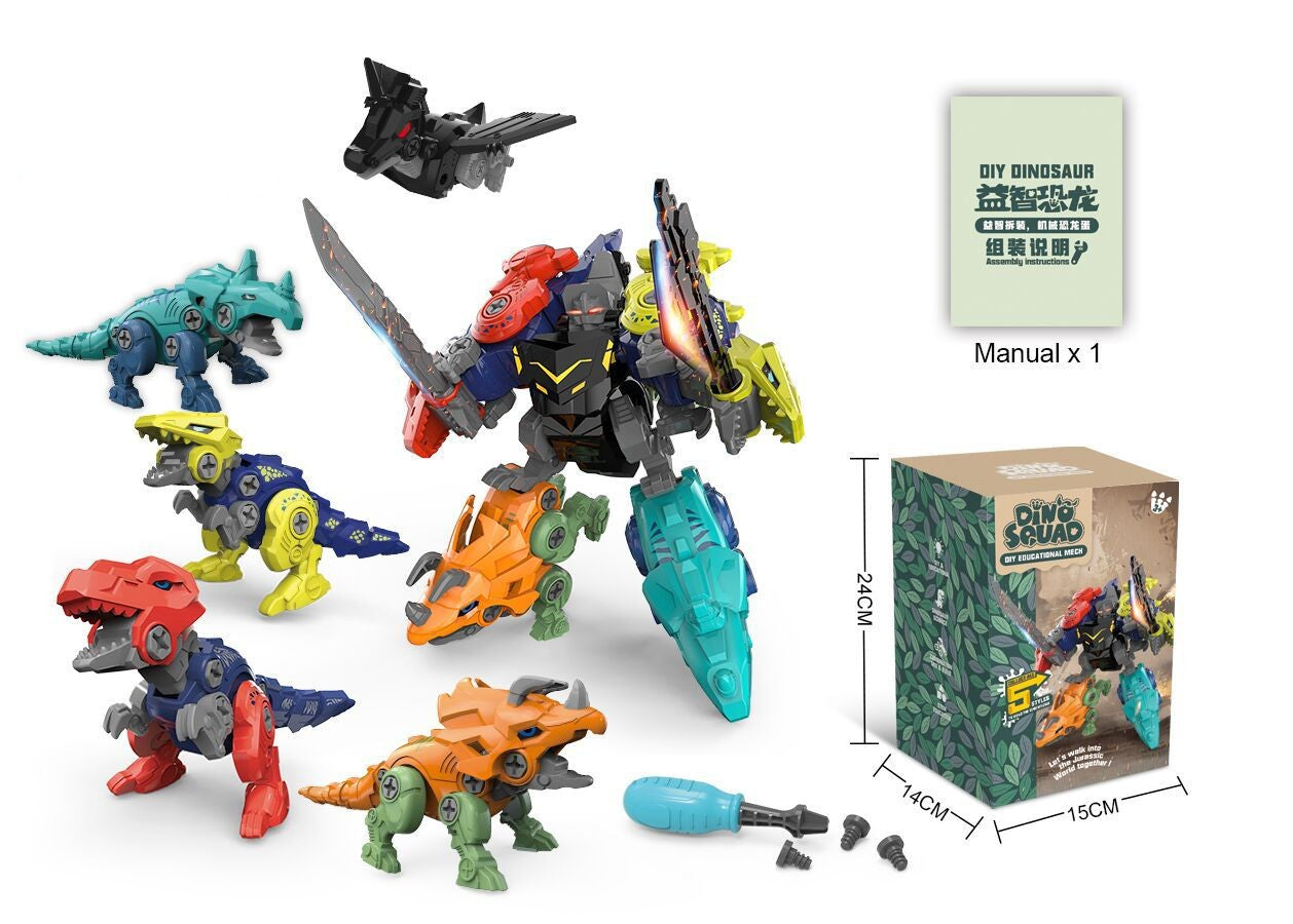 Children's Puzzle DIY Assembled Dinosaur New Five-in-one Robot Toy