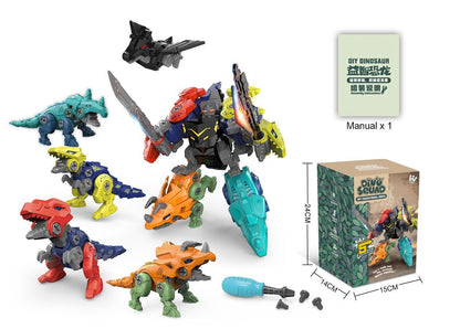 Children's Puzzle DIY Assembled Dinosaur New Five-in-one Robot Toy