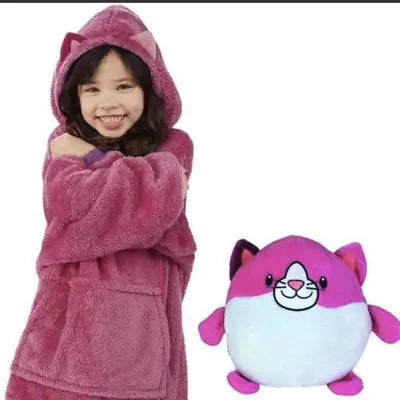 Kids Pets Blanket Hoodie Soft Plush